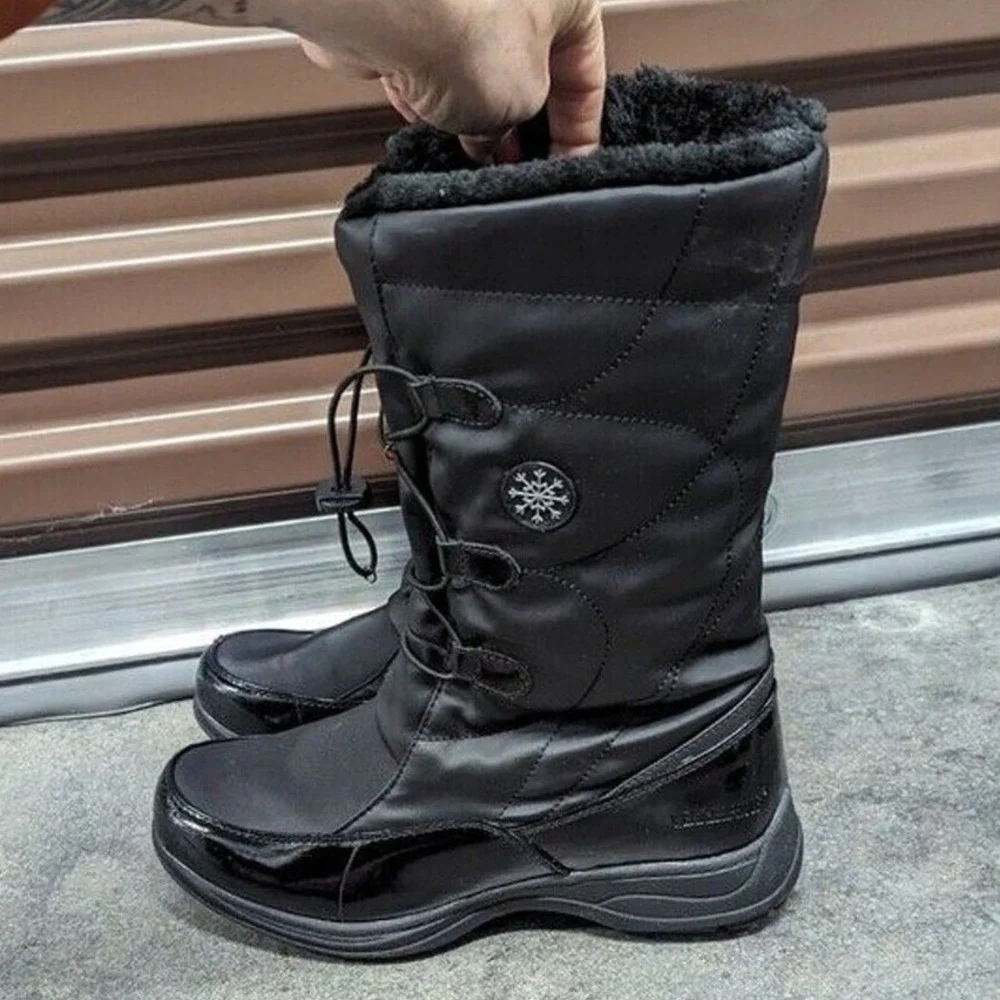 Coastal Winter Weatherproof Faux Fur Snow Boots Black Waterproof Women's Size 9M